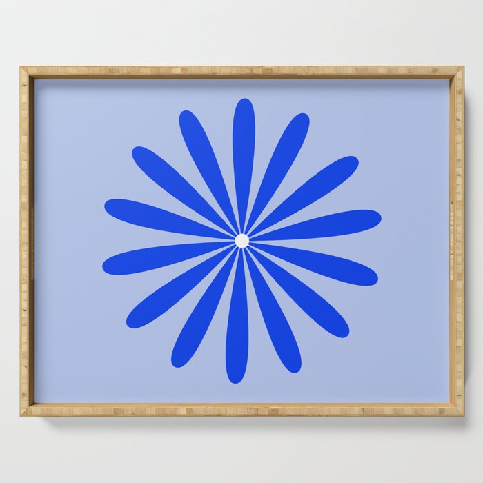 Big Daisy Retro Minimalism in Royal Blue, White, and Light Blue Serving Tray Gallery Image 1
