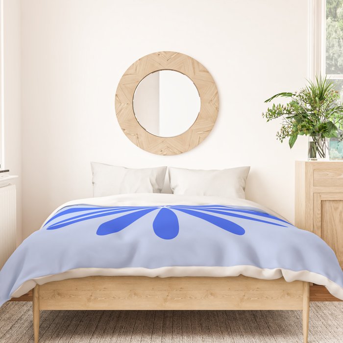 Big Daisy Retro Minimalism in Royal Blue, White, and Light Blue Duvet Cover Gallery Image 3