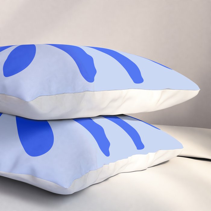Big Daisy Retro Minimalism in Royal Blue, White, and Light Blue Pillow Sham Gallery Image 3