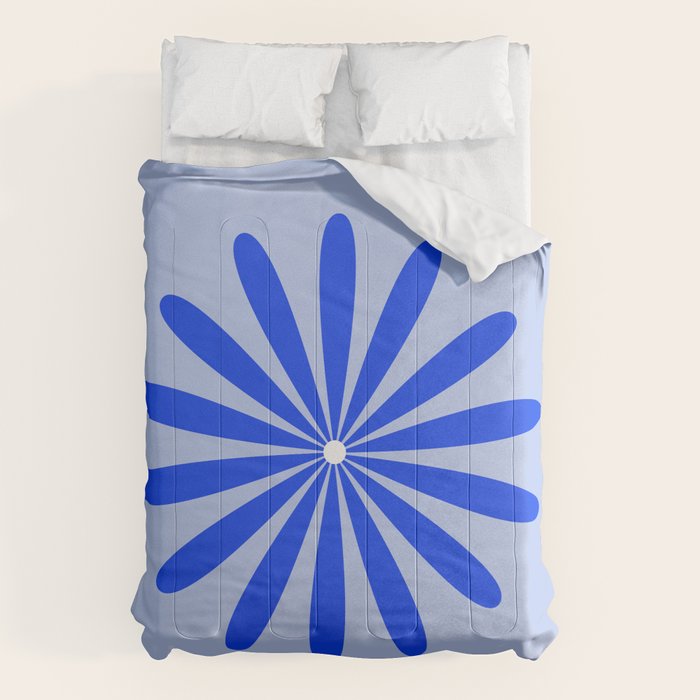 Big Daisy Retro Minimalism in Royal Blue, White, and Light Blue Comforter Gallery Image 1