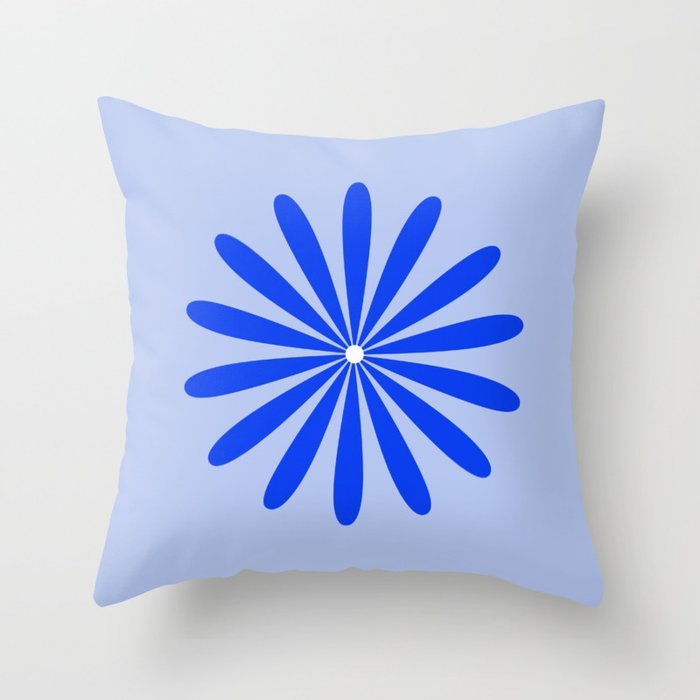 Big Daisy Retro Minimalism in Royal Blue, White, and Light Blue Throw Pillow Gallery Image 6
