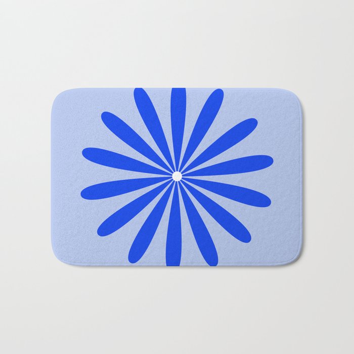 Big Daisy Retro Minimalism in Royal Blue, White, and Light Blue Bath Mat Gallery Image 1