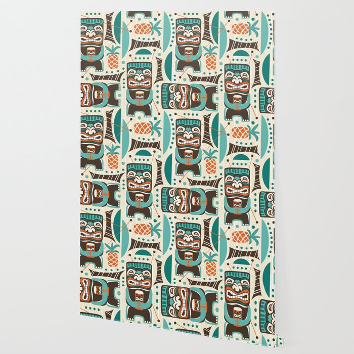 Tiki Hut Cream Aqua Wallpaper Gallery Image 2