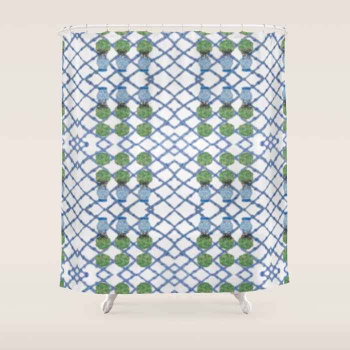Hand Painted Ginger Jar Chinoiserie Pattern Shower Curtain Gallery Image 1