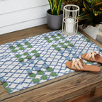 Hand Painted Ginger Jar Chinoiserie Pattern Outdoor Rug Gallery Image 2