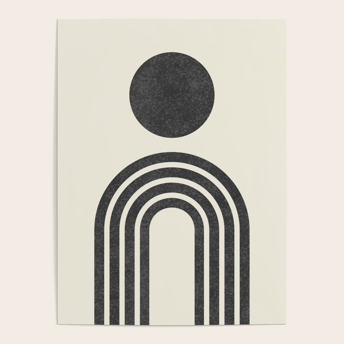 Mid century modern black and white sun and rainbow Poster Gallery Image 4