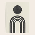 Mid century modern black and white sun and rainbow Poster Gallery Image 4