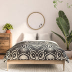 Celestial Forest Damask - black and cream Comforter Gallery Image 3