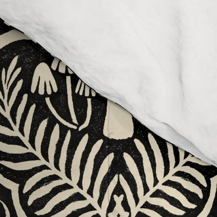 Celestial Forest Damask - black and cream Comforter Gallery Image 4