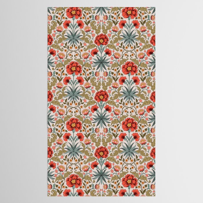 Victorian Botanicals - Carnations in Red and Green Tablecloth Gallery Image 2