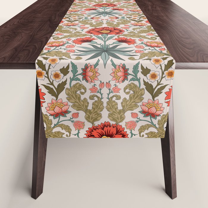 Victorian Botanicals - Carnations in Red and Green Table Runner Gallery Image 1