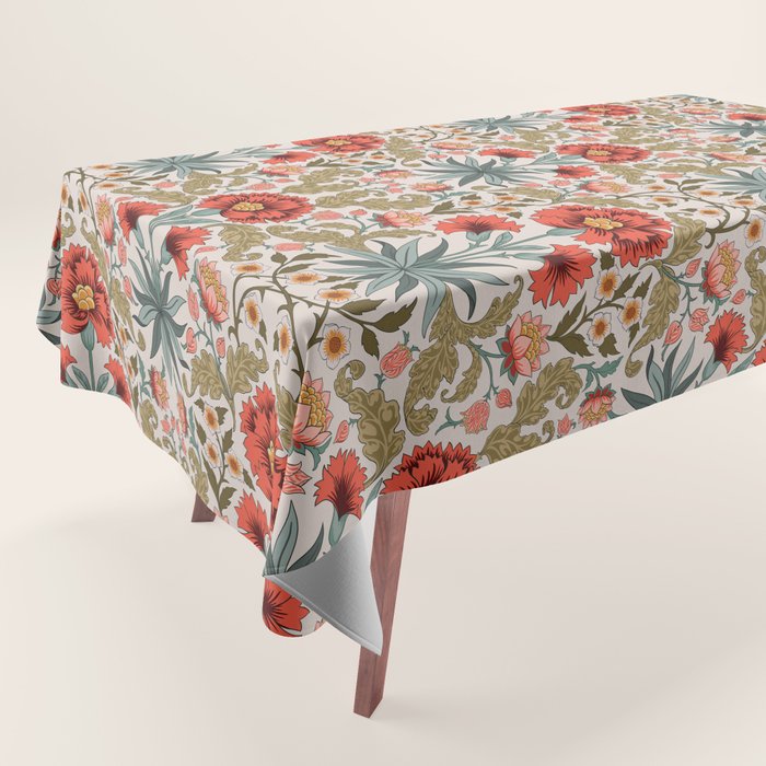 Victorian Botanicals - Carnations in Red and Green Tablecloth Gallery Image 1