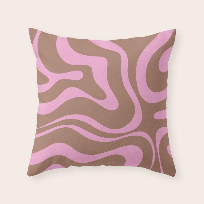 Modern Retro Liquid Candy Swirl Abstract Inspired by PANTONE 17 1230 Color of the Year Mocha Mousse Throw Pillow Gallery Image 6