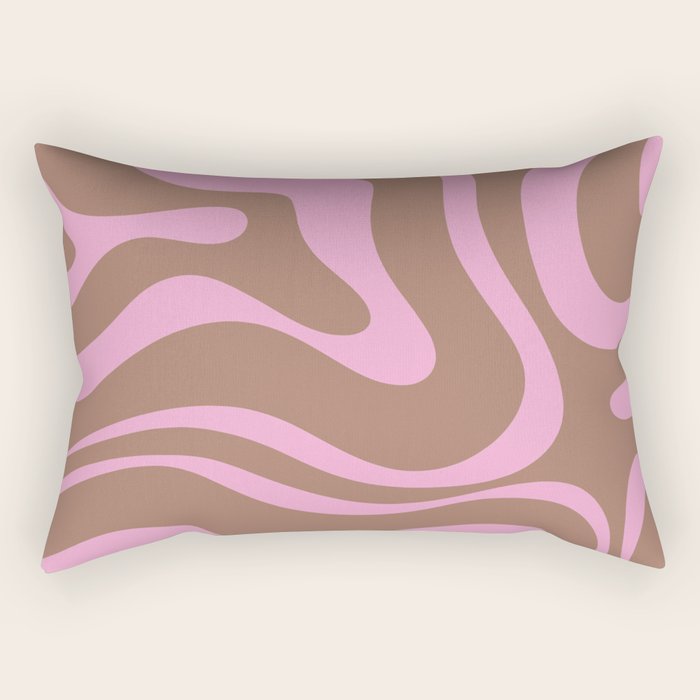 Modern Retro Liquid Candy Swirl Abstract Inspired by PANTONE 17 1230 Color of the Year Mocha Mousse Rectangular Pillow Gallery Image 1