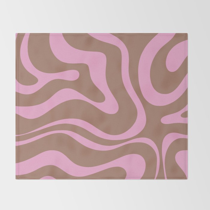 Modern Retro Liquid Candy Swirl Abstract Inspired by PANTONE 17 1230 Color of the Year Mocha Mousse Throw Blanket Gallery Image 2