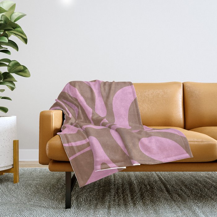 Modern Retro Liquid Candy Swirl Abstract Inspired by PANTONE 17 1230 Color of the Year Mocha Mousse Throw Blanket Gallery Image 1