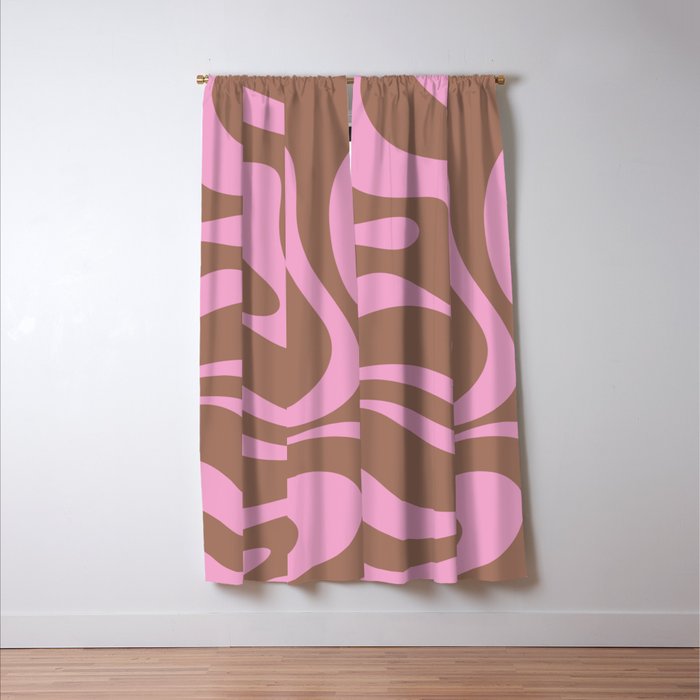 Modern Retro Liquid Candy Swirl Abstract Inspired by PANTONE 17 1230 Color of the Year Mocha Mousse Window Curtain Gallery Image 3