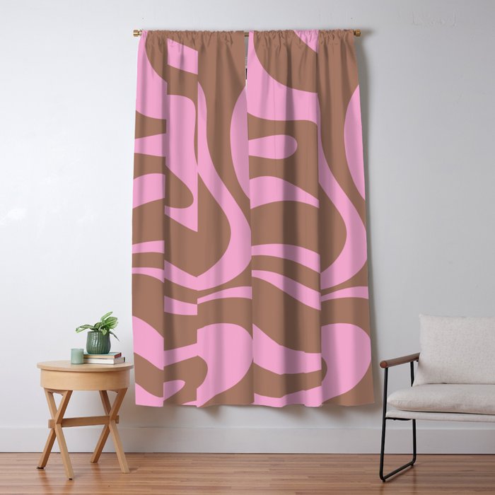 Modern Retro Liquid Candy Swirl Abstract Inspired by PANTONE 17 1230 Color of the Year Mocha Mousse Window Curtain Gallery Image 5