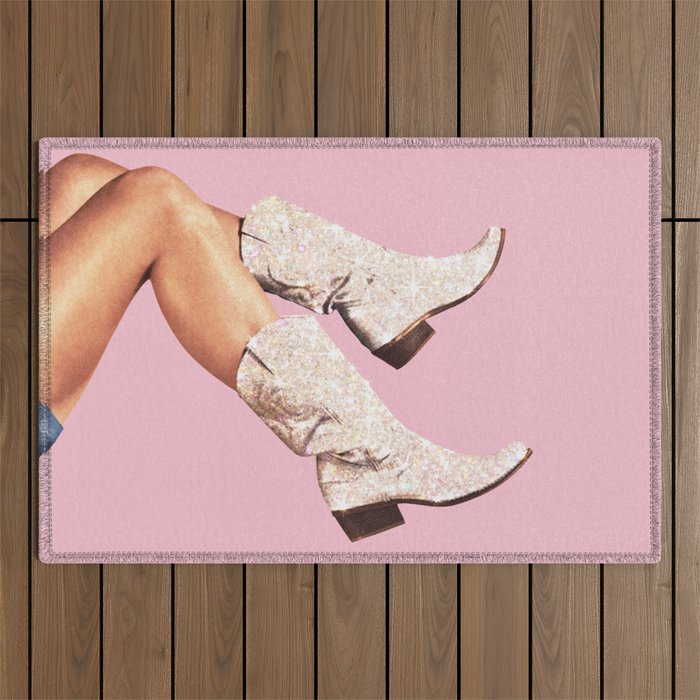 These Boots - Glitter Pink II Outdoor Rug Gallery Image 1