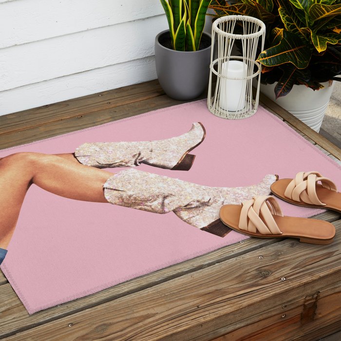 These Boots - Glitter Pink II Outdoor Rug Gallery Image 2