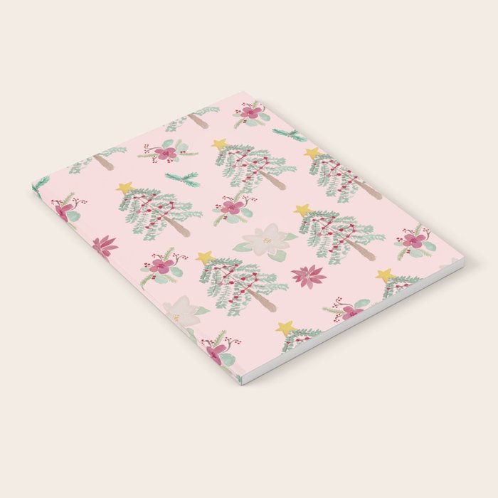 Christmas Pattern Pink Notebook