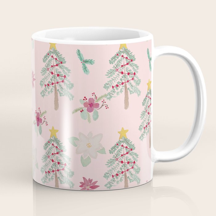 Christmas Pattern Pink Coffee Mug Gallery Image 1