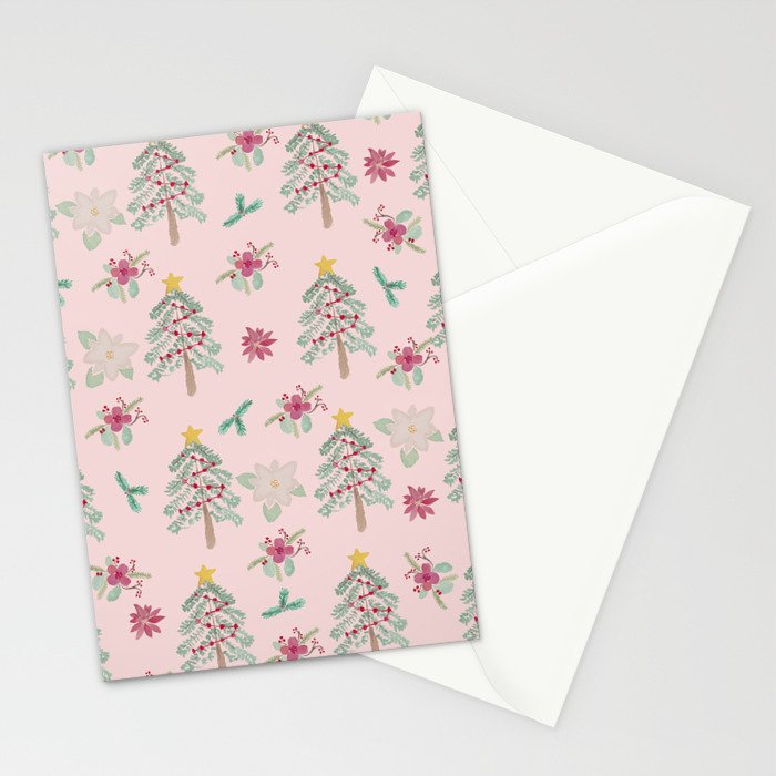 Christmas Pattern Pink Stationery Card Gallery Image 2