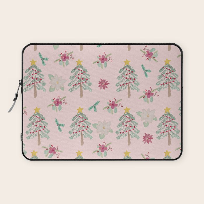 Christmas Pattern Pink Laptop Sleeve Gallery Image 1