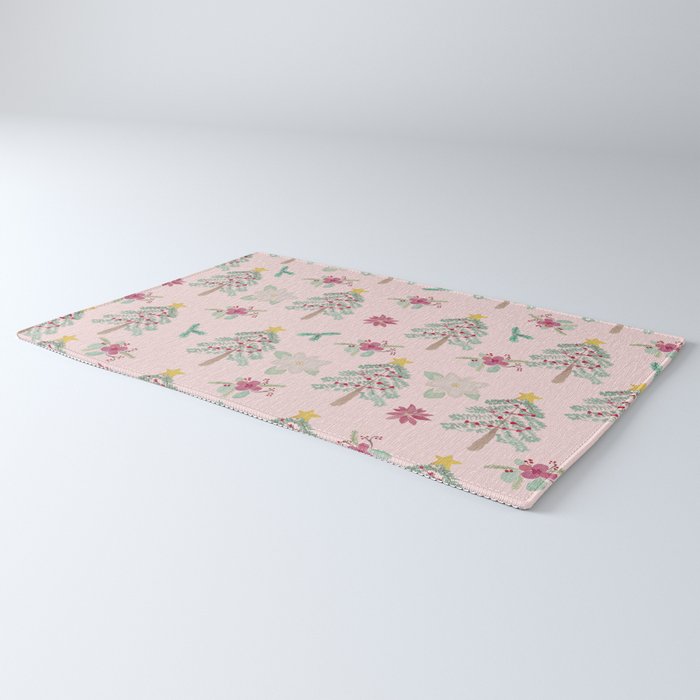 Christmas Pattern Pink Rug Gallery Image 3