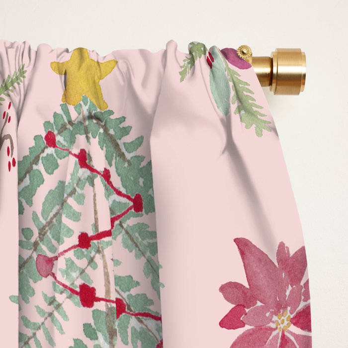 Christmas Pattern Pink Window Curtain Gallery Image 2
