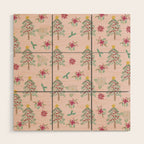 Christmas Pattern Pink Wood Wall Art Gallery Image 1