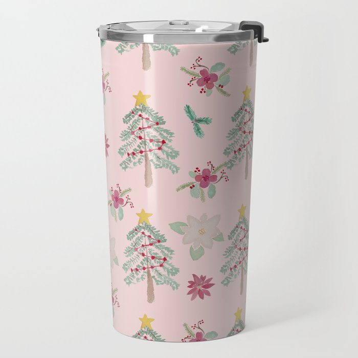 Christmas Pattern Pink Travel Mug Gallery Image 2