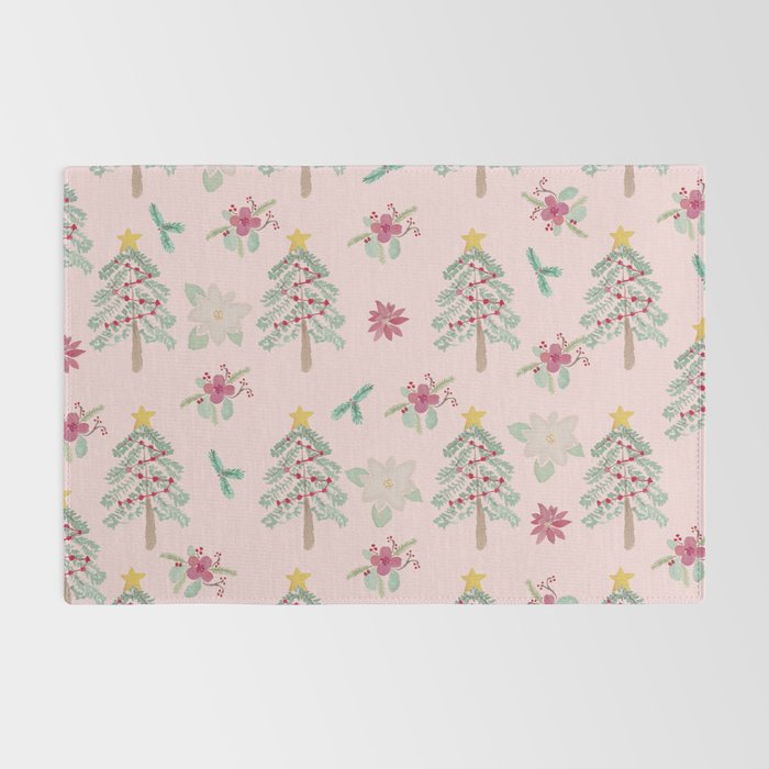 Christmas Pattern Pink Rug Gallery Image 2