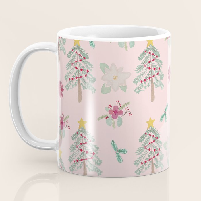 Christmas Pattern Pink Coffee Mug Gallery Image 3