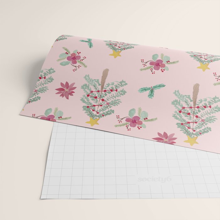 Christmas Pattern Pink Wrapping Paper Gallery Image 2