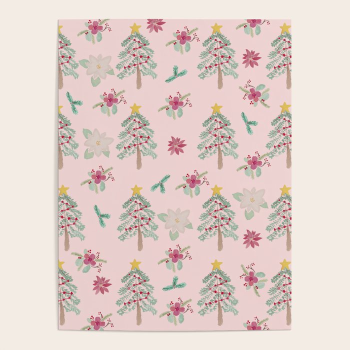 Christmas Pattern Pink Poster Gallery Image 4