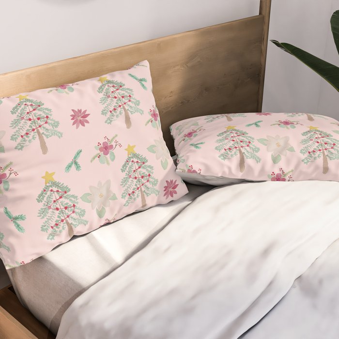 Christmas Pattern Pink Pillow Sham Gallery Image 2