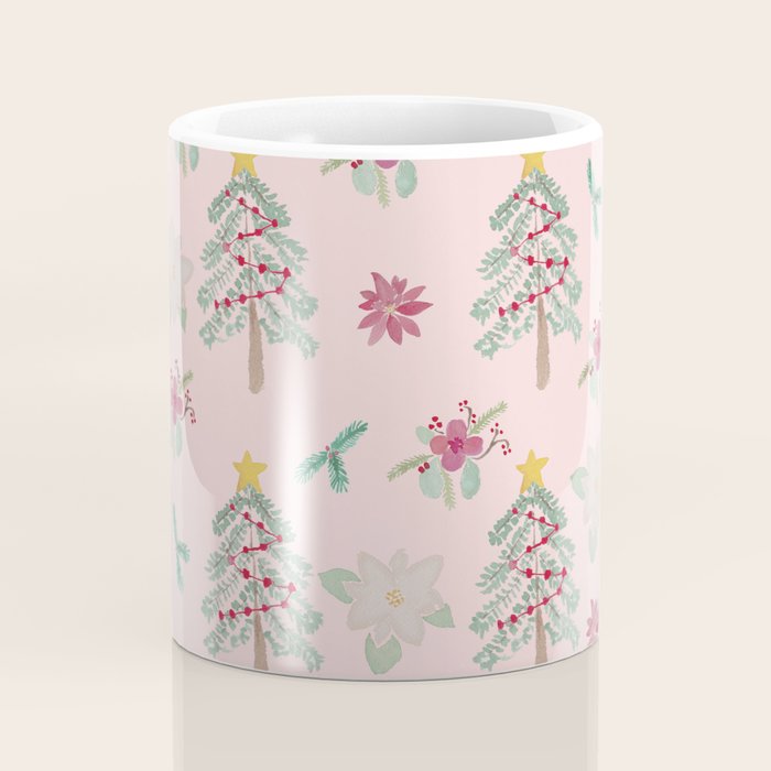 Christmas Pattern Pink Coffee Mug Gallery Image 4