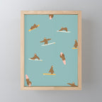 Surfing Sloth in Blue Mini Art Print Gallery Image 1