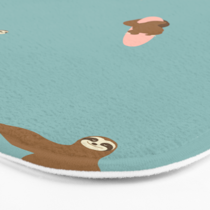 Surfing Sloth in Blue Bath Mat Gallery Image 3