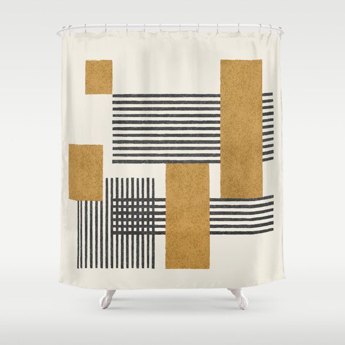 Stripes and Square Composition - Abstract Shower Curtain Gallery Image 1