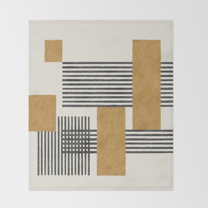 Stripes and Square Composition - Abstract Throw Blanket Gallery Image 2