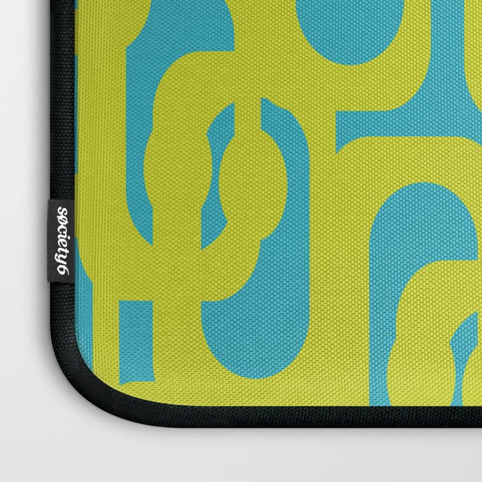 Mid Century Modern Loop Pattern in Lime Green and Turquoise Laptop Sleeve Gallery Image 3