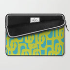 Mid Century Modern Loop Pattern in Lime Green and Turquoise Laptop Sleeve Gallery Image 2