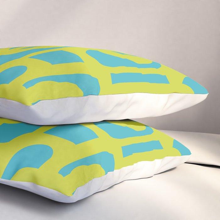 Mid Century Modern Loop Pattern in Lime Green and Turquoise Pillow Sham Gallery Image 3