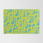 Mid Century Modern Loop Pattern in Lime Green and Turquoise Rug Gallery Image 2