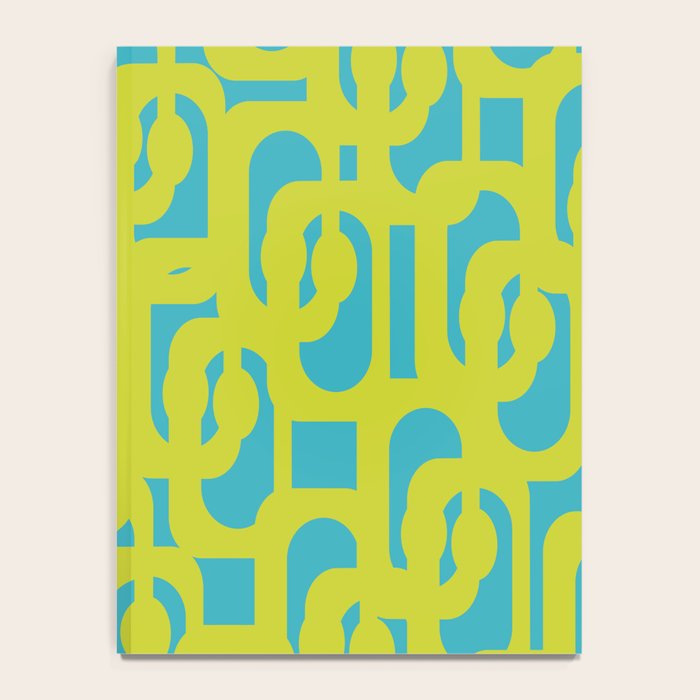 Mid Century Modern Loop Pattern in Lime Green and Turquoise Notebook Gallery Image 4