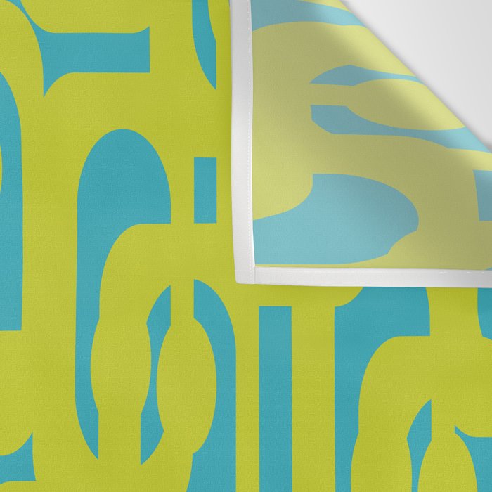 Mid Century Modern Loop Pattern in Lime Green and Turquoise Wall Tapestry Gallery Image 3