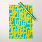 Mid Century Modern Loop Pattern in Lime Green and Turquoise Wrapping Paper Gallery Image 1