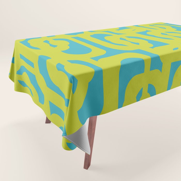 Mid Century Modern Loop Pattern in Lime Green and Turquoise Tablecloth